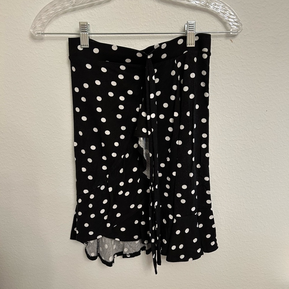 Polka Dot Wrap Mini Skirt